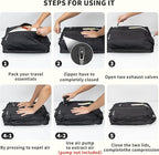 Vacuum Bag for Travel, Professional IPX8 Waterproof Reusable Vacuum Compression Bags for Travel Suitcases, Durable Space Saver Bag(1 Large,No Pump)