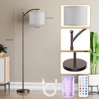 Battery Operated Floor Lamp, RGB Dimmable Cordless Standing Lamp with Remote Control for Living Room, Tall Floor Lamp for Bedroom -Brown