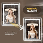 LOAAO 35.4"x29.9" LED Mirror for Bathroom, Lighted Bathroom Mirror with Lights, Anti-Fog, Dimmable, Memory Function, Clear Reflection