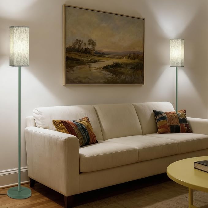 64.6" Floor Lamp, Pole Lamp with Foot Switch, Modern Standing Lamp, Minimalist Freestanding Lamp (Bulb Not Included), for Living Room, Bedroom Office ETL Listed, Green QQ07LD05