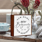 Home Sweet Home Sign 2026 Housewarming Gifts Housewarming Party Decorations Wooden Box Sign Plaque for Living Room Bathroom Bedroom Shelf Desk Decor
