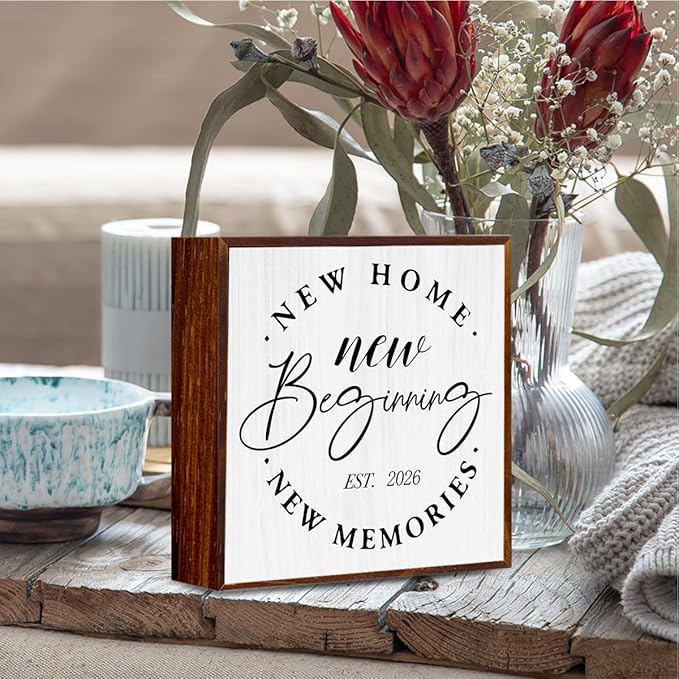 Home Sweet Home Sign 2026 Housewarming Gifts Housewarming Party Decorations Wooden Box Sign Plaque for Living Room Bathroom Bedroom Shelf Desk Decor