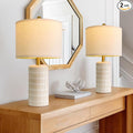 PoKat 20.75" Small Modern Ceramic Table Lamps Set of 2 for Bedroom, White Bedside Lamps for Night Stands, Farmhouse Desk Home Decor Gift Nightstand Table Lamps for Living Room End Table Beige