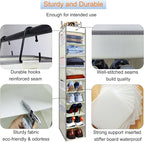Large-Sized Hanging Shoe Organizer 10-Shelf, Sturdy Hanging Closet Organizer with 8 Side Pockets, Wider Hanging Shelves for Storage Shoes Clothes Jeans Shirts Toys, Beige