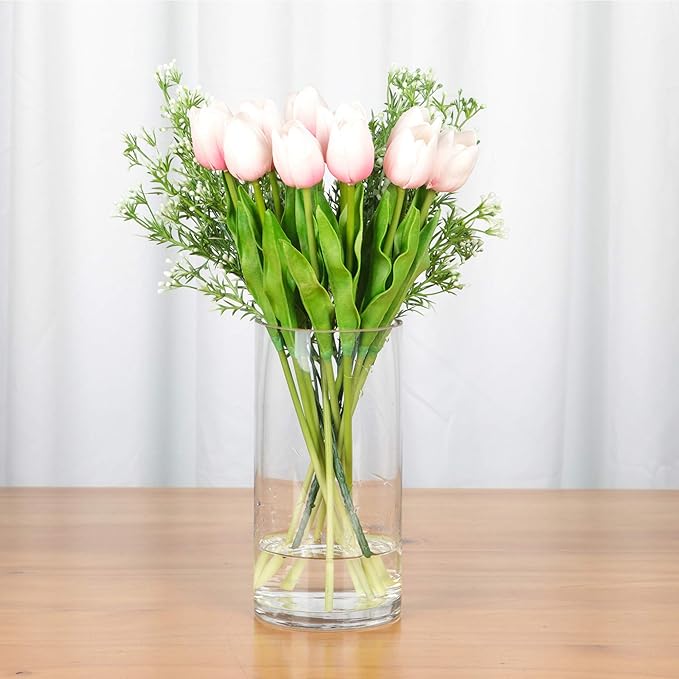 WGV Cylinder Vase, Diameter 5", Height 8", Clear Glass Floral Planter Container, Floating Candle Holder for Wedding Party Event Home Office Decor, 1 Piece