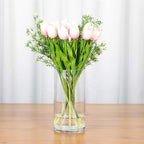 WGV Cylinder Vase Bulk, Diameter 5", Height 8", Clear Glass Floral Planter Container, Floating Candle Holder for Wedding Party Event Home Office Decor, 12 Pieces