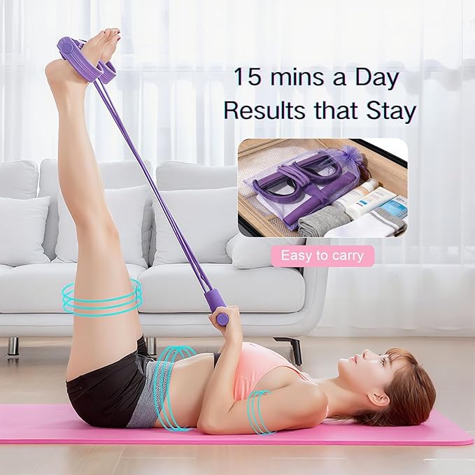 Fitness Resistance Bands Set with Handles & Ankle Straps - 4 Tube Exercise Bands for Arm, Leg, Strength Training, Stretching - Home Gym Workout Equipment