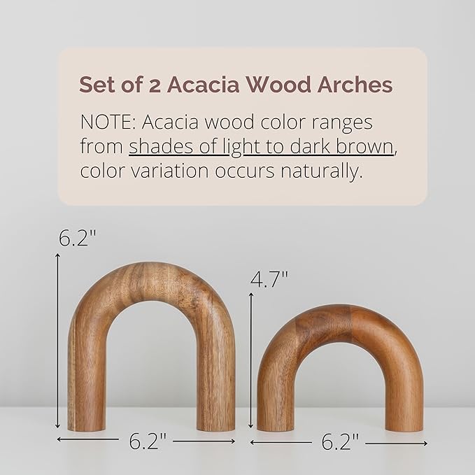PEAKOLY Wood Arch Bookshelf Decor - Modern Shelf Decor Accents, Decorative Objects for Coffee Table, Entryway Table Sculptures, Minimalist Home Decorations for TV Console, Built in Shelves and Mantle