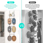 HapiRm Over Door Hat Rack - 2 Packs Wall Mounted Hat Holder with 6 Hooks and Metal Basket Design, Baseball Cap Organizer Storage Up to 32 Caps for Door, Bedroom, Closet (Grey)