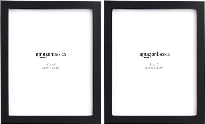 Amazon Basics Rectangular Photo Picture Frame, 8 x 10 in, Pack of 2, 11.22 x 9.21 inches, Black