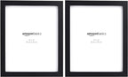 Amazon Basics Rectangular Photo Picture Frame, 8 x 10 in, Pack of 2, 11.22 x 9.21 inches, Black