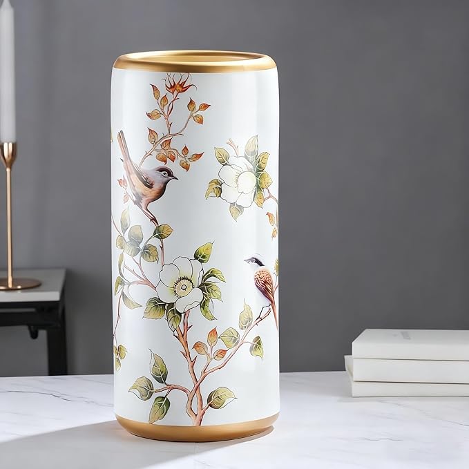 Ceramic Umbrella Stand, Vintage Ceramic Umbrella Stand, Umbrella Holder for Entryway, Multi-Functional Painted Porcelain, for Home Office Entrance Indoor(C)