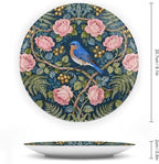 William Morris Forest Rose And Blue Birds Decorative Plate of 6", 7", 8", 10", Custom Christmas Ceramic Display Plate, Custom Gifts, Art Decoration Farmhouse Decorations Club, with Display Stand