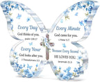 Christian Gifts for Women Faith, Butterfly Acrylic Plaque Sign, Religious Gifts for Women on Mothers Day Birthday Christmas, Spiritual Present for Female Friend Family, 5x3.8x0.5 Inch - Blue