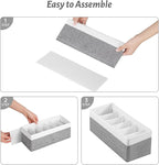 3 Packs Fabric Belt Organizer, 6 Grids Belt Organizer for Closet and Drawer, Foldable Dresser Drawer Organizers, Tie Storage -GreyWhite