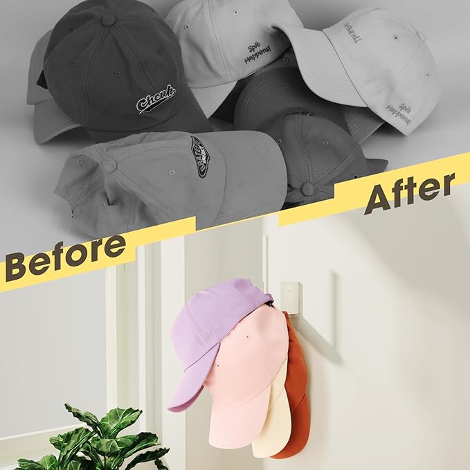 2 Pack Hat Racks for Baseball Caps, Acrylic Hat Organizer, Hat Hooks for Wall, Hat Holder Storage Organizer, Hat Hanger Strong Adhesive/Wall Drilled for Door, Bedroom, Closet(Clear 6 in)