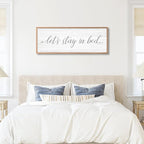 Lets Stay in Bed Wall Decor Above Bed 41.3''×15'' Large Farmhouse Wall Decor for Bedroom Guest Room Decor Framed Wood Wall Art Rustic Master Bedroom Wall Decoration (brown frame)