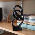 10" Modern Abstract Ribbon Decorative Sculpture, Knot Sculptures,Home Decor,Coffee Table Statues,Dining Living Room Desk Decor（Black）