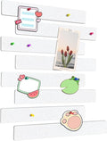 Cork Board for Walls - 8 Pack Felt Pin Board Bar Strips - Self-Adhesive Lightweight Bulletin Board - Cork Board for Office with 40 Push Pins No Damage for Wall (White)