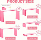 Goabroa Display Risers, 2 Sets 10 Pcs Perfume Stand Organizer, Rectangular Riser Shelves for Figures, Cupcake, perfume display, Wine Glass and Handbag display, Transparent Pink