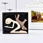 ISHINE Handmade Wooden Dog Gift - Carved Dog Statue, Perfect for Home, Office or Living Room Decor