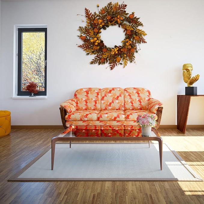 WreathDream 20 inch Fall Wreath Autumn Oak Leaves Wreath with Cape Gooseberry,Oak Leaf,Acorn,Berry,Pine Cone for Front Door Farmhouse Indoor Outdoor Festival Home Decor