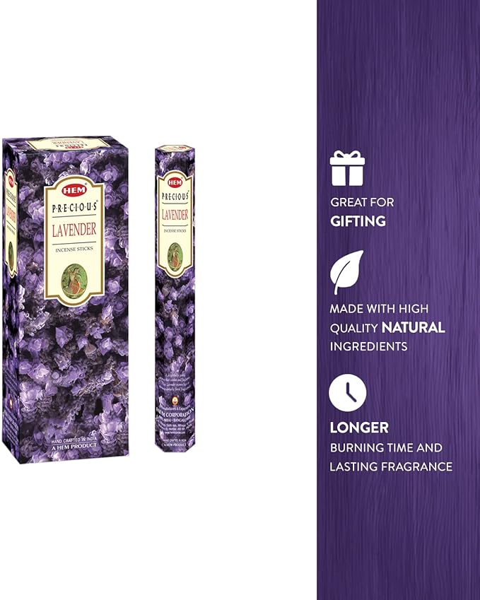 HEM Lavender Incense Sticks – Pack of 120 | Hand-Rolled in India | Soothing Floral Aroma for Relaxation, Stress Relief, Meditation, Yoga, Prayer & Home Fragrance