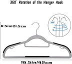 50 Pack Plastic Clothes Hangers- 16.5 Inch Slim Space Saving Hangers for Closet, Heavy Duty Non-Slip Hangers with 360° Swivel Hooks for Hanging Coats, Suits, Jackets, Shirts,T-Shirt
