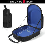 Hard baseball hat case, Hat Carrier Travel Case with Adjustable Shoulder Strap, Hat cap case for 6 Baseball Caps - Perfect for Traveling & At-Home Storage (Black with Blue)