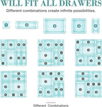 25 PCS Drawer Organizer Set, 4 Varied Size Bathroom and kitchen Drawer cabinet organizer Trays, Clear Storage Bins for Makeup, Jewelry, Utensils and Gadgets