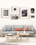 Egofine 9x12 Picture Frames Set of 4, Made of Solid Wood Covered by Plexiglass 5x7 and 6x8 with Mat or 9x12 without Mat, for Table Top Display and Wall Mounting Photo Frame Oak Wood