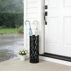 Umbrella Holder, Metal Umbrella Stand for Entryway, Umbrella Storage Rack with 4 Hooks Decor, Home, Office,5.8 × 5.8 × 16.4 (Black)