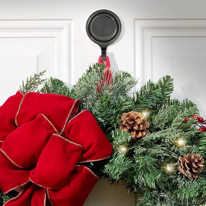 Haute Decor Attract Pinch-Free Magnetic Wreath Hanger (Brushed Nickel) - 1 Pack - for Metal Doors and Surfaces Around The Home, Office, School, Garage