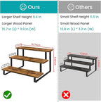 ELITEROO 3 Tier Wooden Display Riser Stand, Portable Products Display Shelf, 3 Step Straight Display Rack for Retail Tabletop, Countertop, Craft Shows, Farmers Market, Tradeshows, Vendors