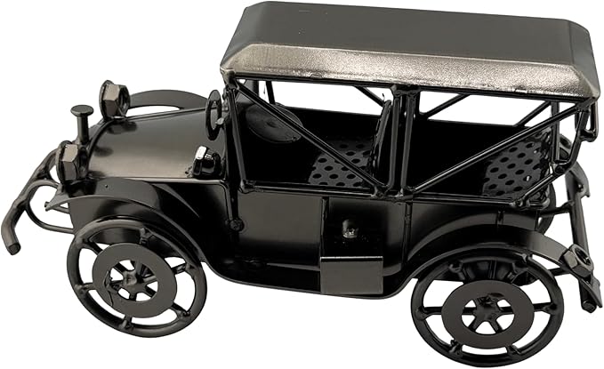 Vintage Decorative Metal Car Model – Handmade Classic Collectible Car Ornament, Rustic Retro Home & Office Décor Accent, Metal Antique Car Gift, 8 x 3 x 4.5 in
