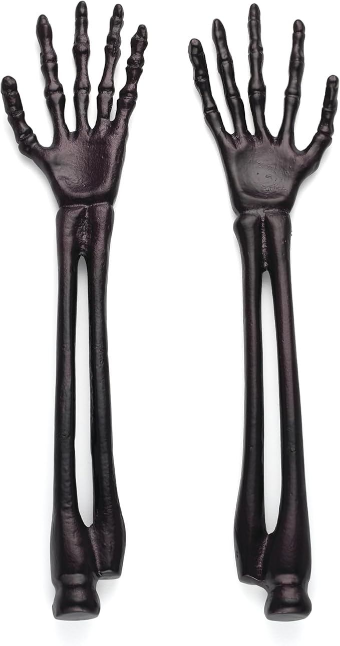 Oneida Flatware Utensil Set, Vintro Halloween Satin Black Skeleton 2-Piece Salad Servers Set, Aluminum Kitchen Utensils Set, Tongs, Black, Halloween Decor Indoor, Salad Serving Set (2 Piece, 12-inch)