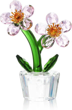 Pink Crystal Peach Blossom Flower Figurine 3.9‘’*2.9‘’ Elegant Tabletop Flower Ornament Collectible Home Decor Centerpiece