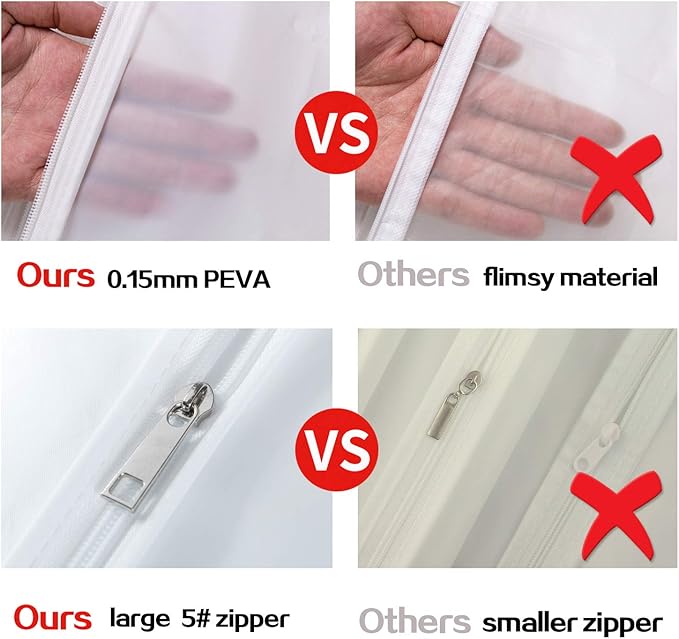 6 Pack Garment Bags for Hanging Clothes (24x40") - Dustproof Suit Bags for Closet Storage - Durable PEVA Covers with Sturdy Zipper for Coats, Jackets & Dresses (Translucent)