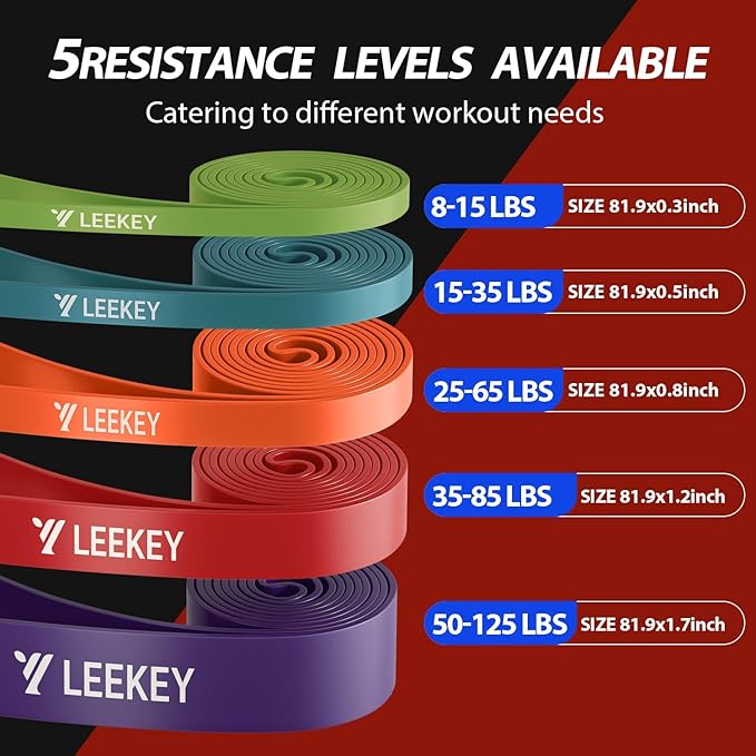 LEEKEY Resistance Bands, Exercise Bands with Handles,Pull Up Assist Bands - Band Set with Door Anchor - Bands for Working Out,Band for Men and Women Fitness Training,Home Workouts