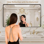 LOAAO 40x24 Inch Black Metal Framed Bathroom Mirror for Wall, Matte Black Bathroom Vanity Mirror Farmhouse, Large Rounded Rectangle Mirror, Anti-Rust, Hangs Horizontally or Vertically