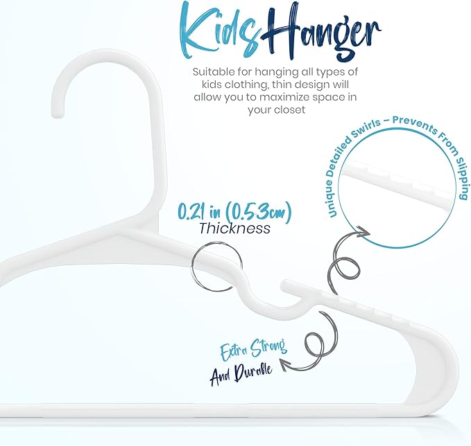 Utopia Home 160 Pack Kids Hangers - 11.5 Inch Plastic Baby Hangers for Closet - Childrens Hanger for Clothes & Infant Hanger for Closet - Ideal for Everyday Standard Use (White)