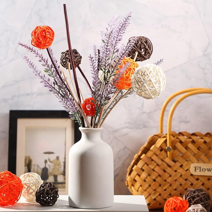 Patelai 36 Pcs Wicker Rattan Balls Decorative Balls for Vase Centerpiece Bowls Orbs Filler for Home Decor,4 Sizes(Bright Color,2.4'',2'',1.6'',1.2'')