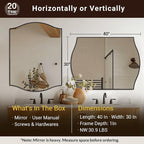 ANDY STAR 30"x40" Scalloped Wall Mirror，Matte Black Rectangle Bathroom Mirror with Curved Edge Stainless Steel Metal Frame, Large Wall-Mounted Mirror for Bathroom, Entryway (Horizontal/Vertical)