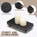 Maitys 3 Pcs Wooden Risers for Display Pedestal Stand Wooden for Decor Farmhouse Vintage Rustic Stackable Kitchen Stand Tray Riser, 3 Sizes(8 x 4.3, 6 x 3.5, 4 x 2.8 in,Black)