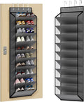KEEPJOY 10 Tiers Mesh Over Door Shoe Organizer Storage, Hanging Shoe Holder for Door with Large Deep Pockets, Holds 20-30 Pairs of Shoes, Ideal for Sneakers & Boots.(Grey)