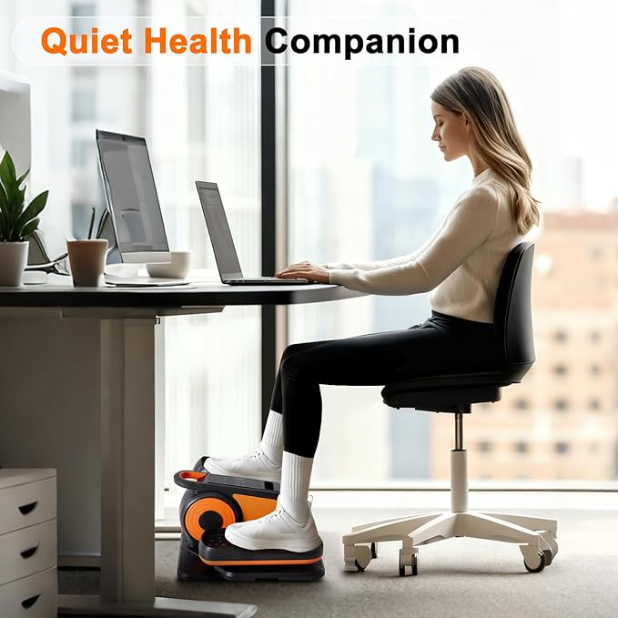 OLIXIS Under-Desk Elliptical Machine–Compact & Quiet Mini Pedal Exerciser with Adjustable Speed, LED Display, Portable Fitness Solution for Home or Office Workouts