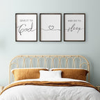 Set of 3 Framed Farmhouse Give it to God and Go to Sleep Signs Above Bed Wall Decors for Bedroom Wood Signs (Black, 16x24 inches)