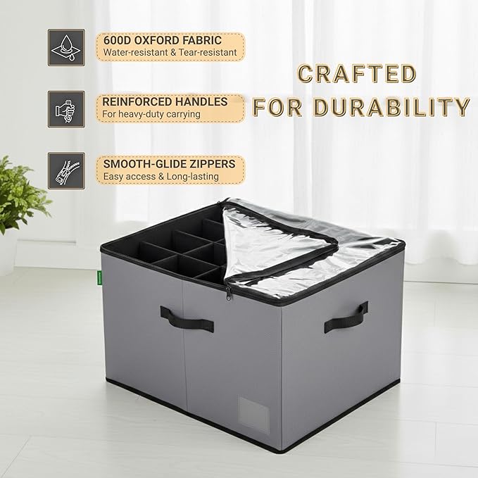 2 Pack Shoe Organizer for Closet, Foldable Fabric Shoe Storage Box with Adjustable Dividers and Clear Dustproof Cover, Large Collapsible Shoe Bins & Containers, Holds up to 32 Pairs, Gray