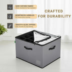 2 Pack Shoe Organizer for Closet, Foldable Fabric Shoe Storage Box with Adjustable Dividers and Clear Dustproof Cover, Large Collapsible Shoe Bins & Containers, Holds up to 32 Pairs, Gray