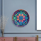 Decorative Plates for Wall Hanging, Abstract Iridescence Floral Stained Glass Design Ceramic Plate w/Display Stand, Home Decor for Kitchen Cabinets, Round Tray 7 Inch, Gift for Family Friends